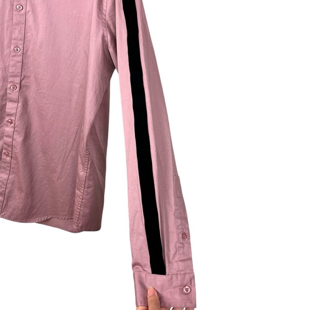 INC Mauve Pink Long Sleeve Button Up Shirt L Velvet Stripe Special Occasion - Picture 3 of 5